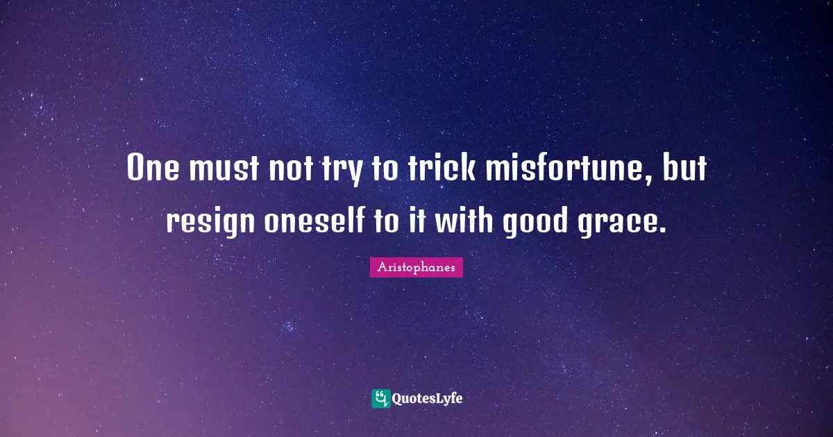 One must not try to trick misfortune, but resign oneself to it with good grace.