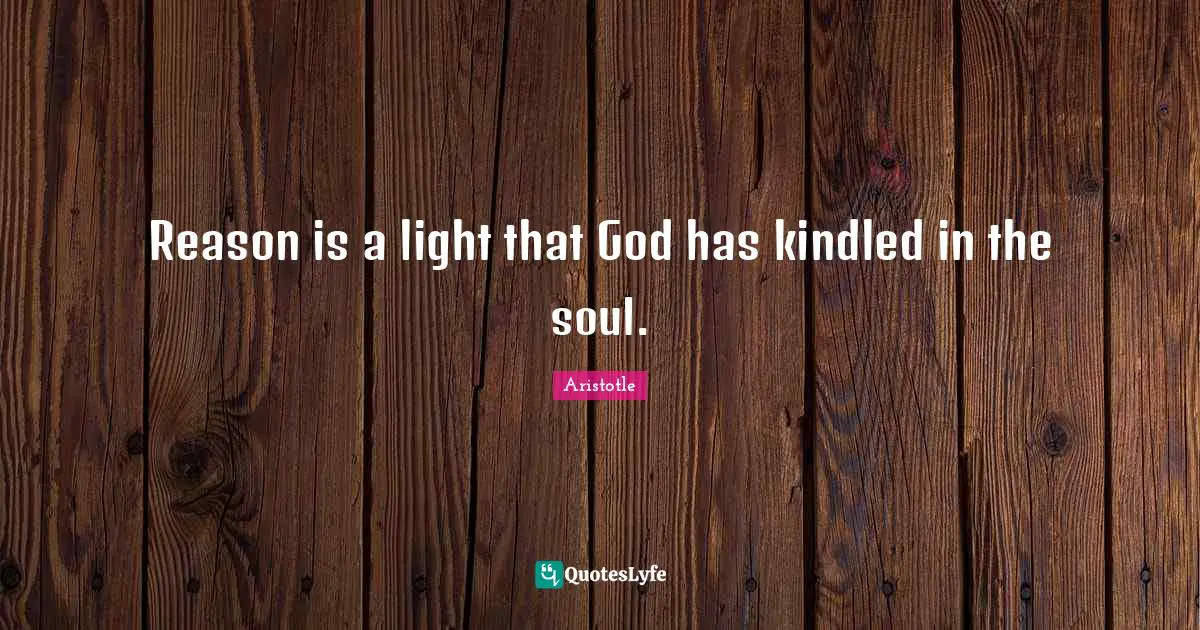 Reason is a light that God has kindled in the soul.