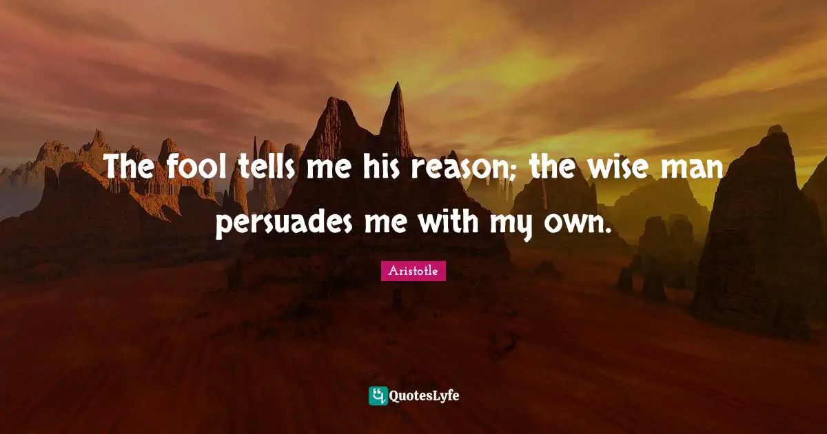 The fool tells me his reason; the wise man persuades me with my own.
