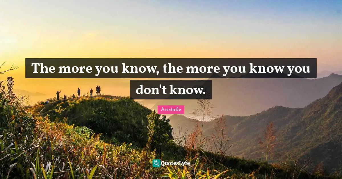 Knows Quotes: "The more you know, the more you know you don't know."
