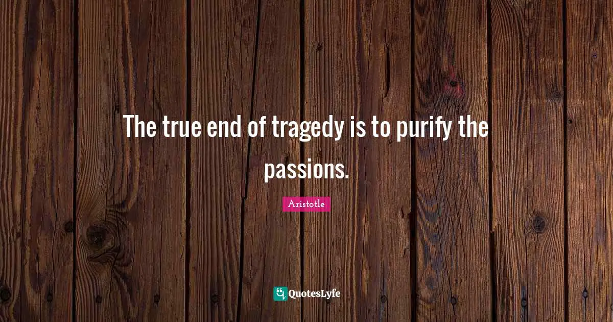The true end of tragedy is to purify the passions.