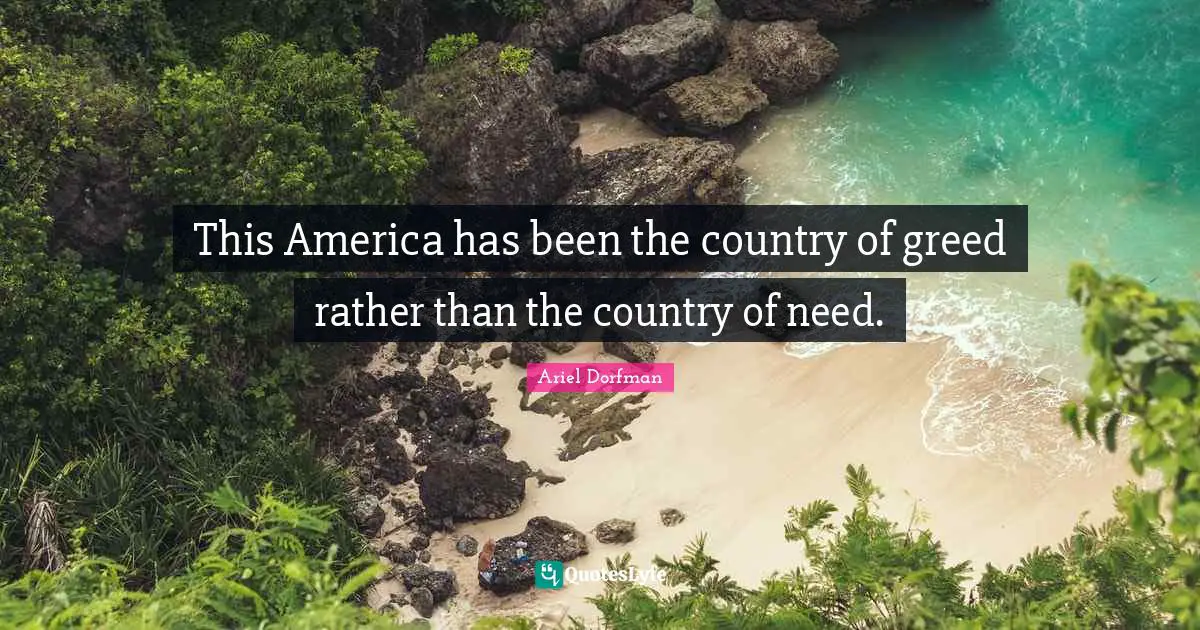This America has been the country of greed rather than the country of need.