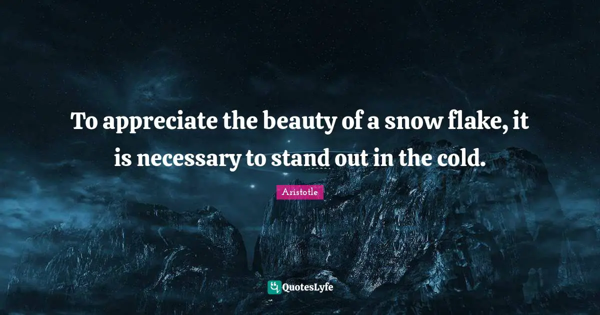 To appreciate the beauty of a snow flake, it is necessary to stand out in the cold.