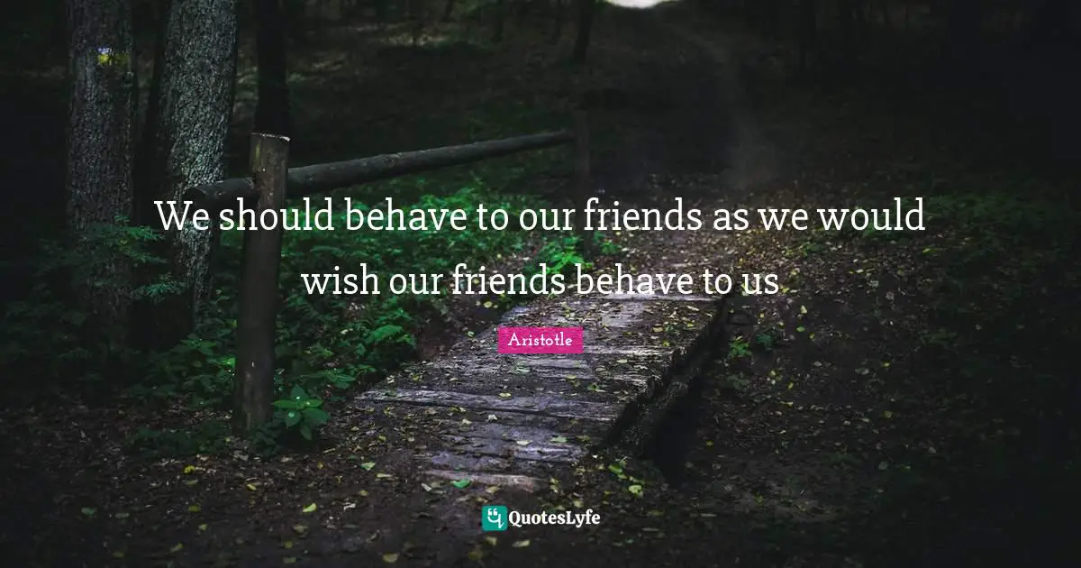 We should behave to our friends as we would wish our friends behave to us