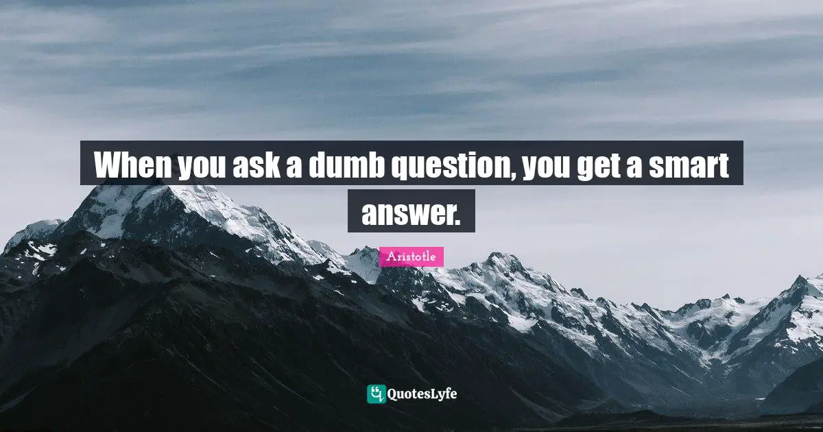 When you ask a dumb question, you get a smart answer.