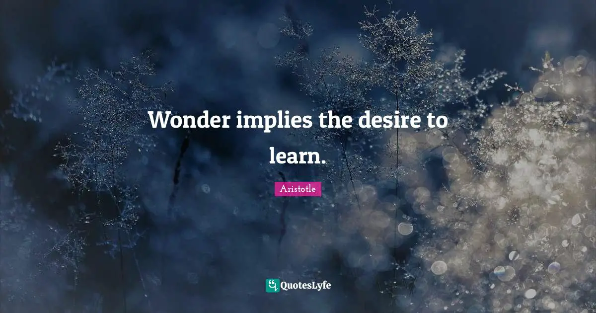 Desire To Learn Quotes: "Wonder implies the desire to learn."