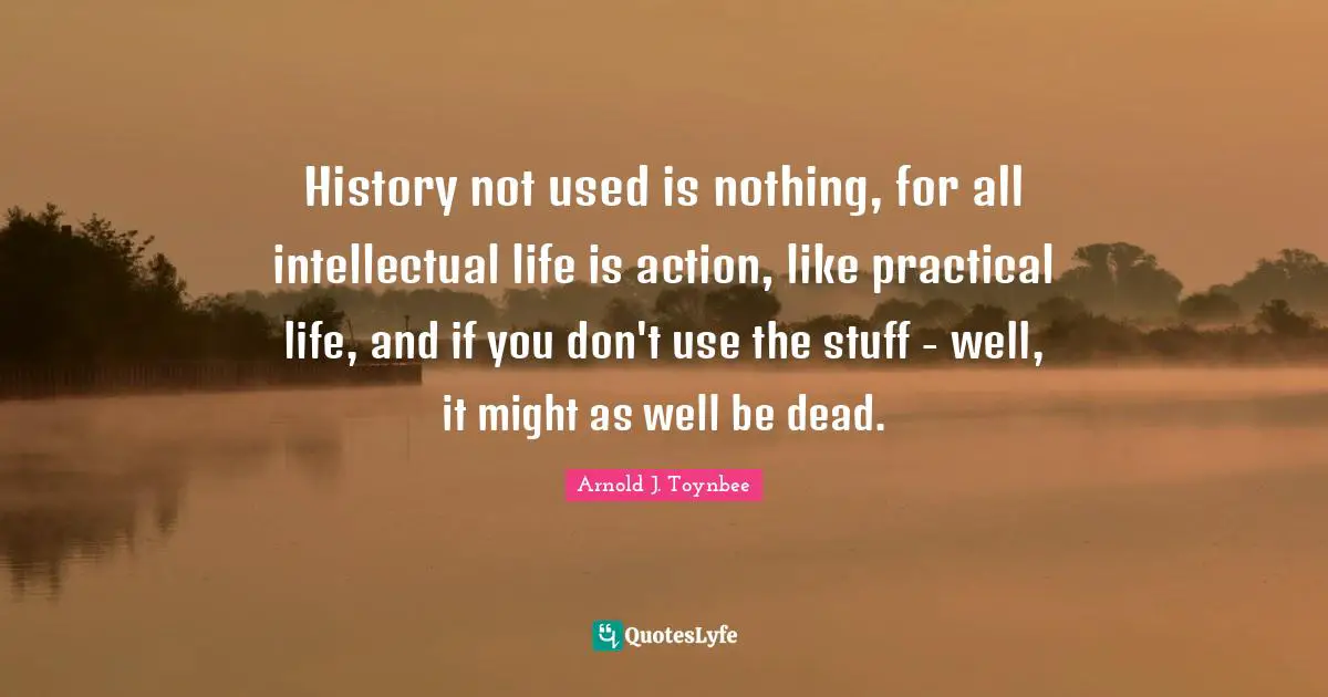 History not used is nothing, for all intellectual life is action, like practical life, and if you don't use the stuff - well, it might as well be dead.