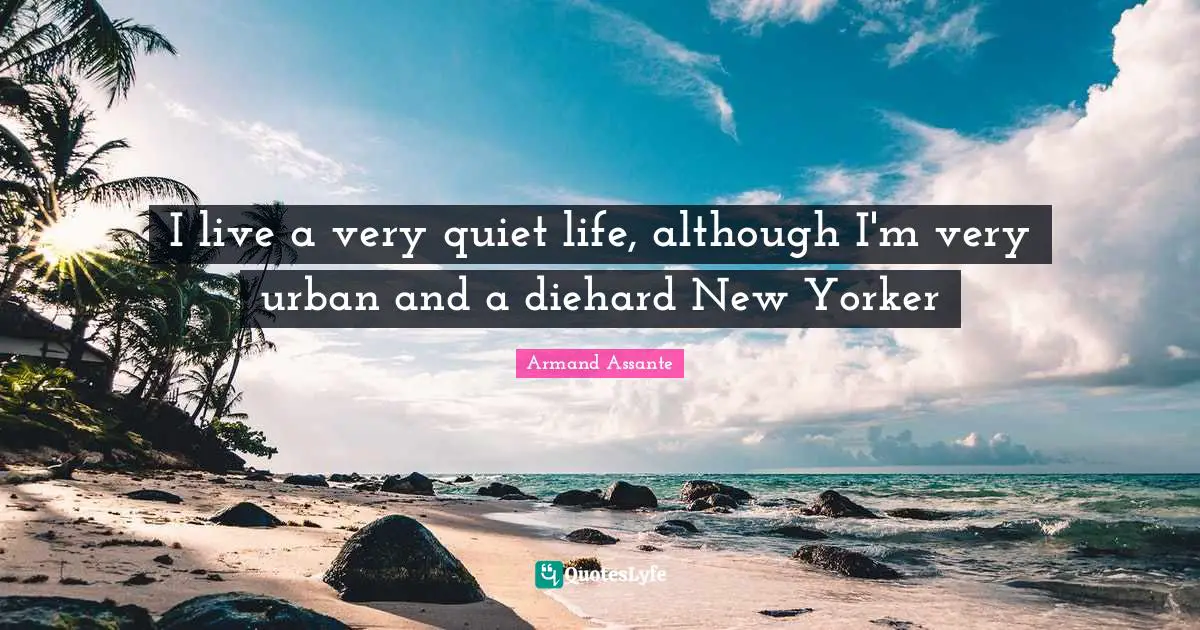 I live a very quiet life, although I'm very urban and a diehard New Yorker