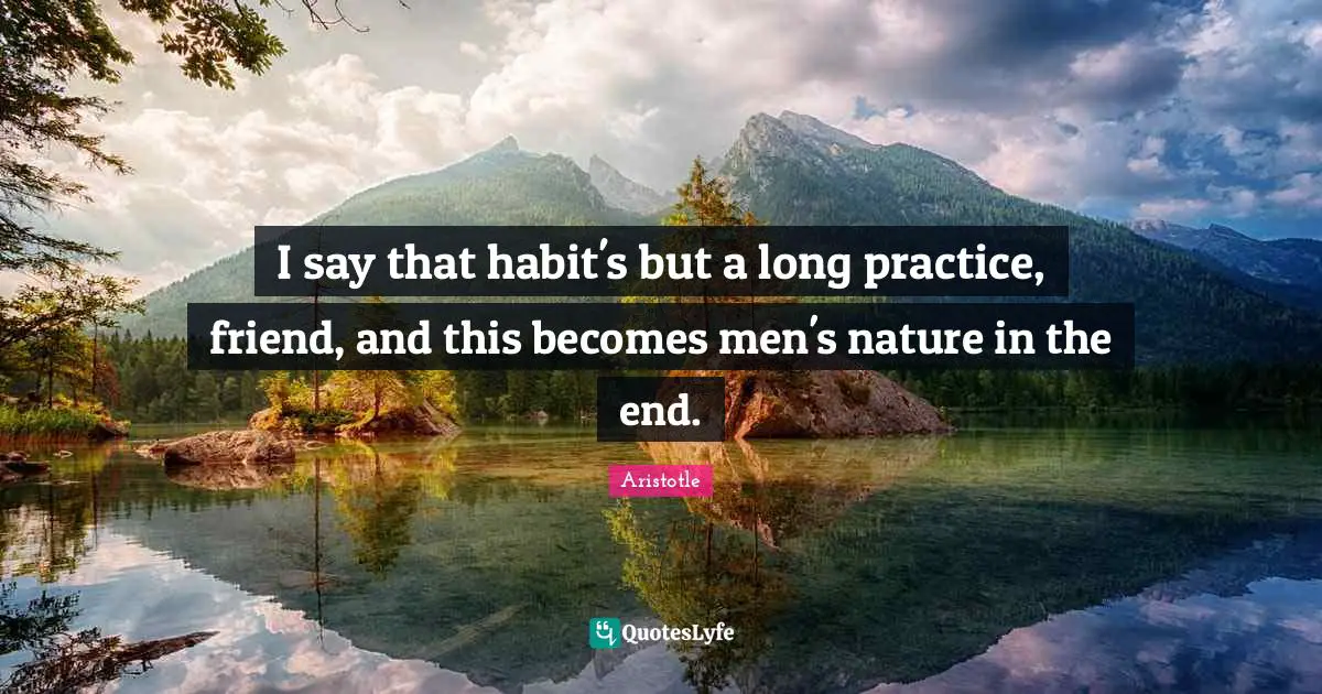 I say that habit's but a long practice, friend, and this becomes men's nature in the end.