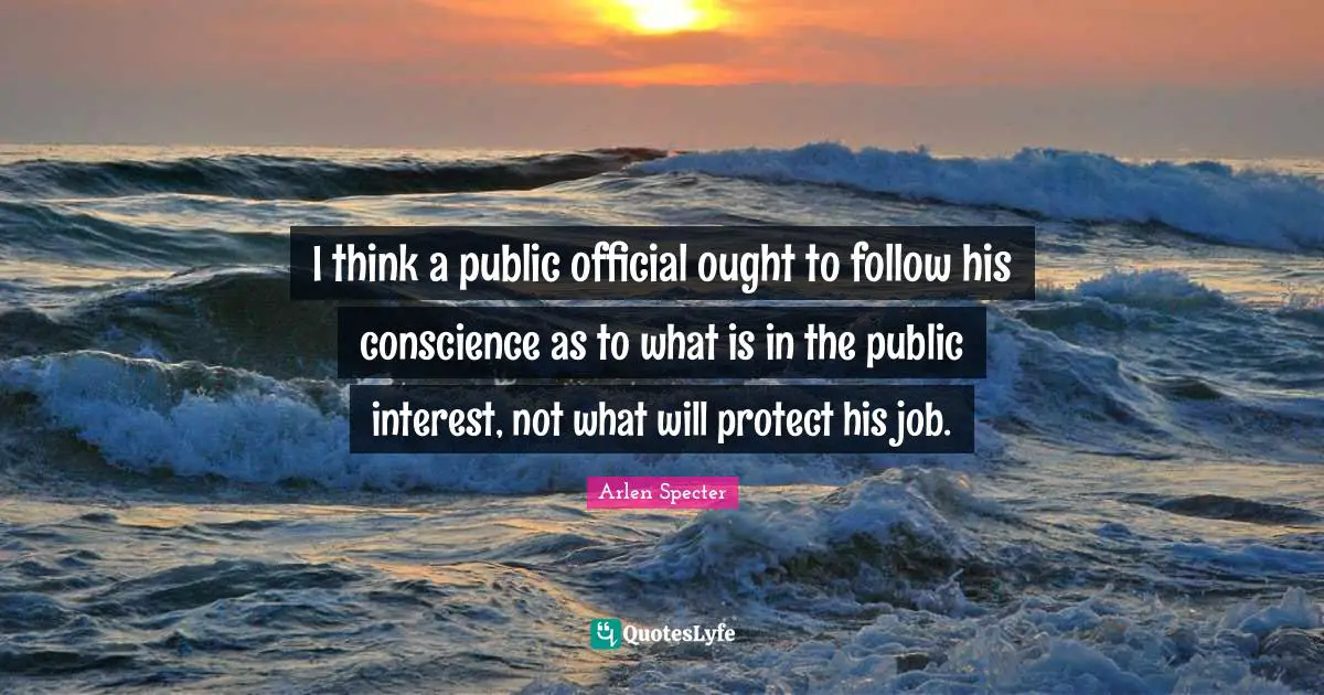 I think a public official ought to follow his conscience as to what is in the public interest, not what will protect his job.