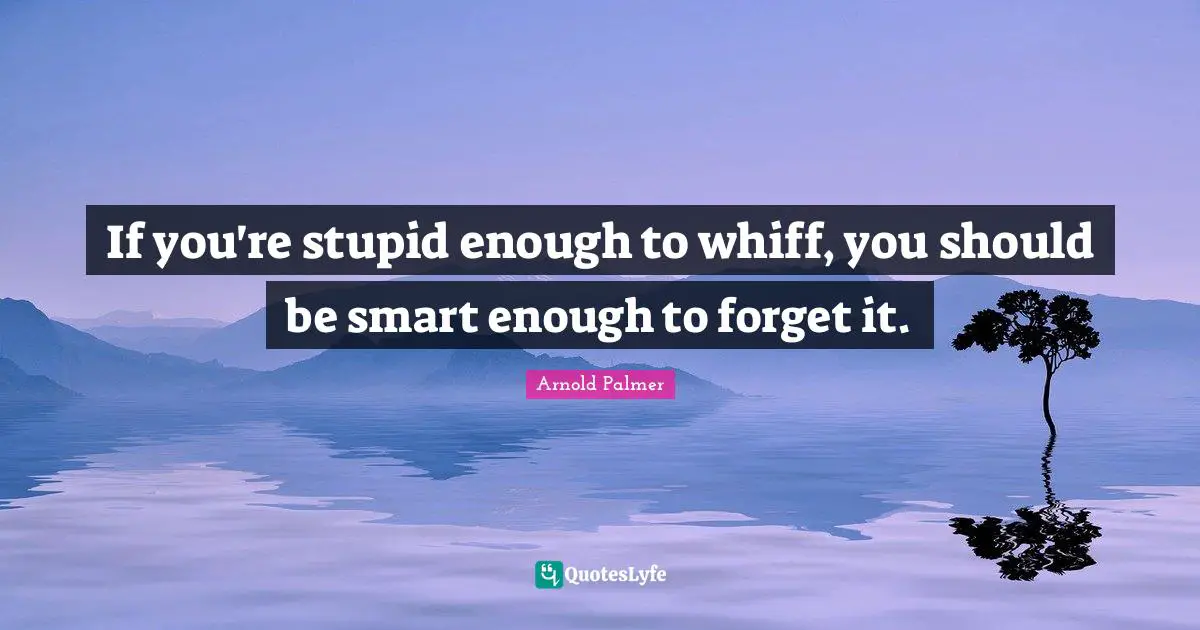If you're stupid enough to whiff, you should be smart enough to forget it.