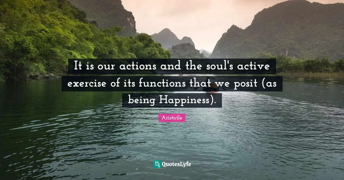 It is our actions and the soul's active exercise of its functions that we posit (as being Happiness).