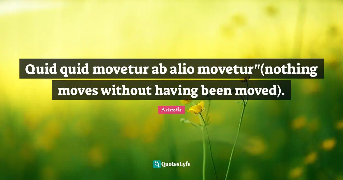 Quid quid movetur ab alio movetur"(nothing moves without having been moved).