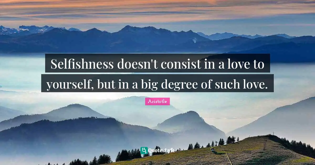 Selfishness doesn't consist in a love to yourself, but in a big degree of such love.