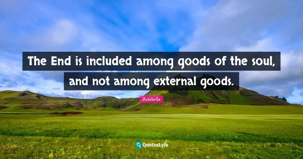 The End is included among goods of the soul, and not among external goods.