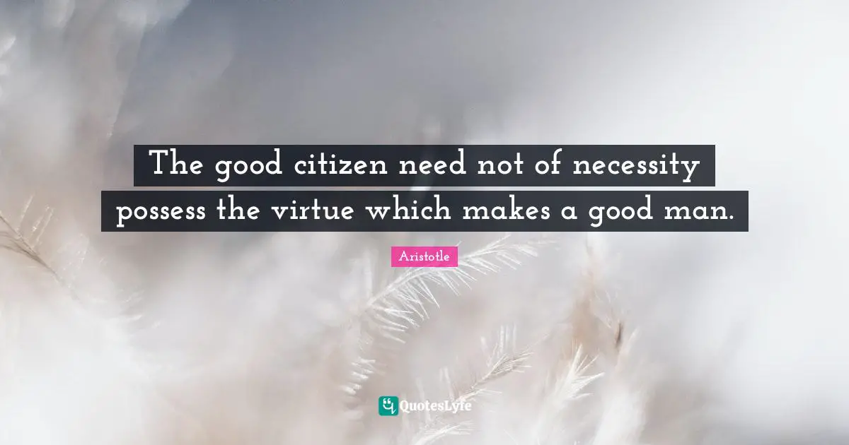 The good citizen need not of necessity possess the virtue which makes a good man.