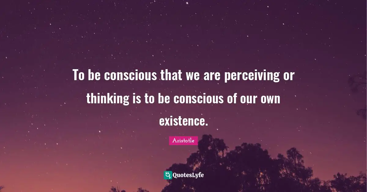 To be conscious that we are perceiving or thinking is to be conscious of our own existence.