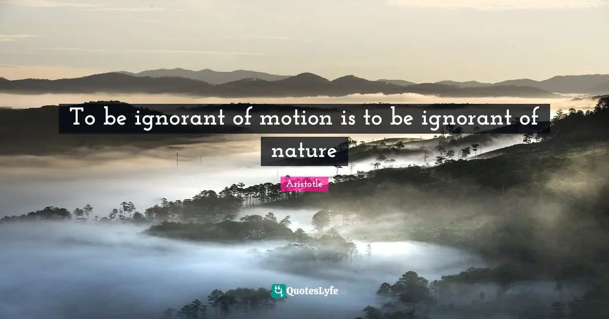 To be ignorant of motion is to be ignorant of nature
