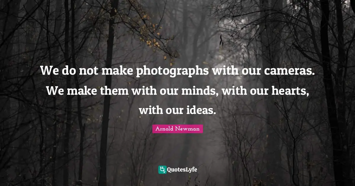 We do not make photographs with our cameras. We make them with our minds, with our hearts, with our ideas.