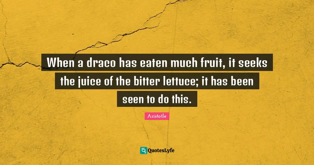 Lettuce Quotes: "When a draco has eaten much fruit, it seeks the juice of the bitter lettuce; it has been seen to do this."