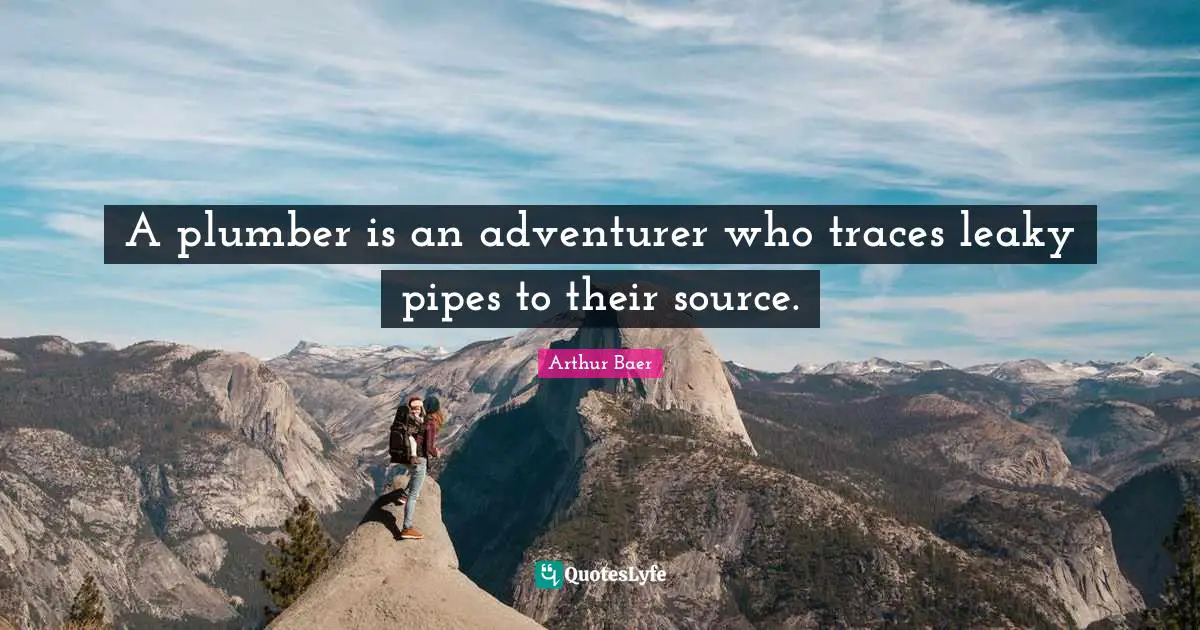 Plumber Quotes: "A plumber is an adventurer who traces leaky pipes to their source."