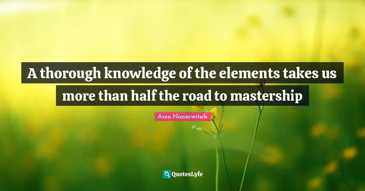Aron Nimzowitsch Quotes: "A thorough knowledge of the elements takes us more than half the road to mastership"