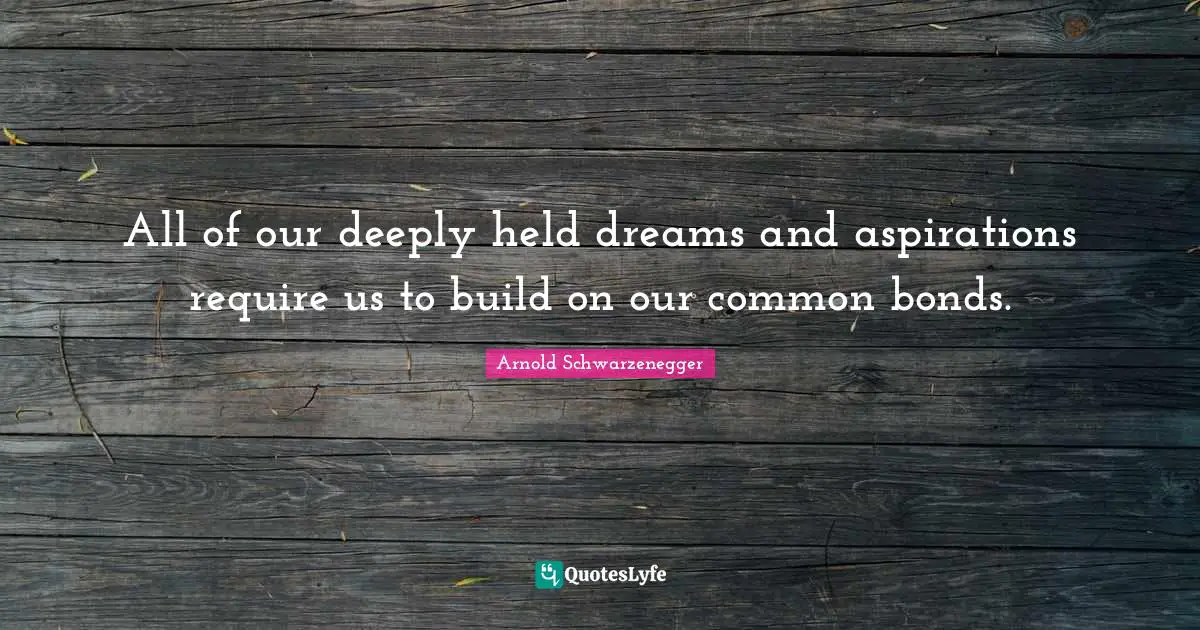 All of our deeply held dreams and aspirations require us to build on our common bonds.
