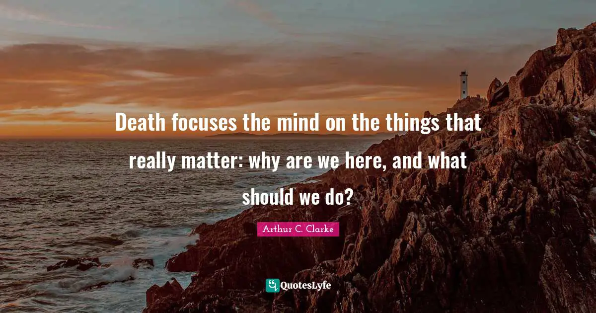 Death focuses the mind on the things that really matter: why are we here, and what should we do?