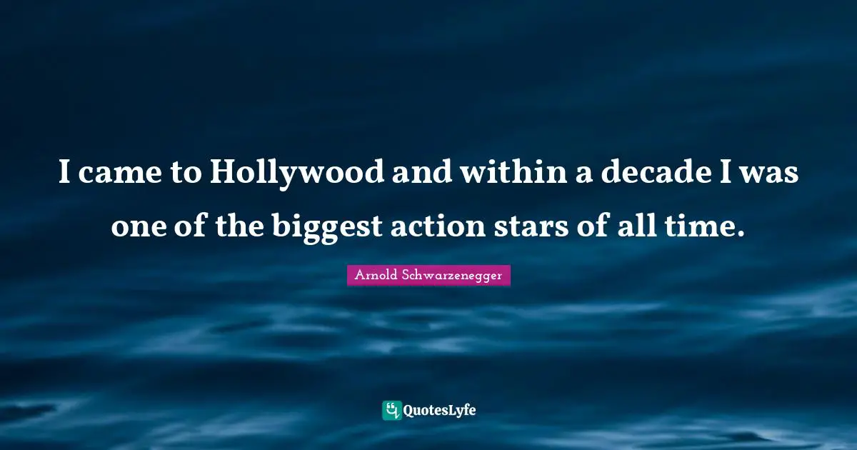 I came to Hollywood and within a decade I was one of the biggest action stars of all time.