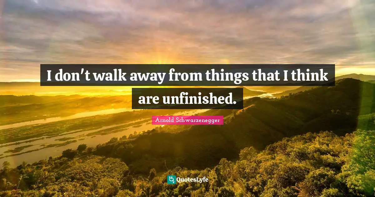 I don't walk away from things that I think are unfinished.
