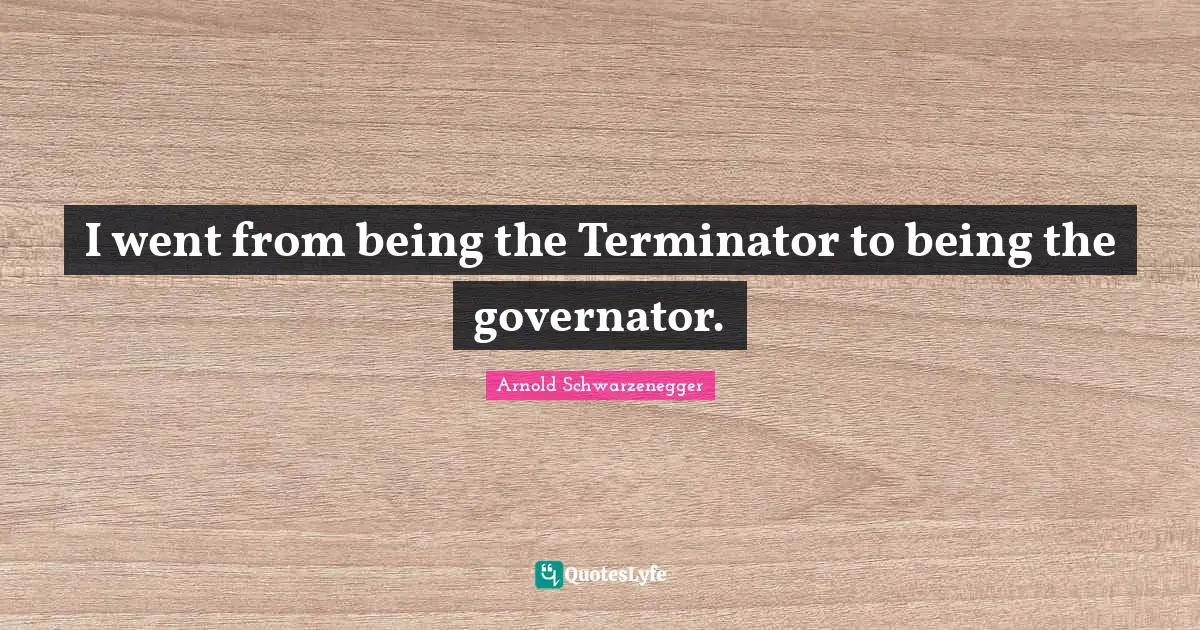 I went from being the Terminator to being the governator.