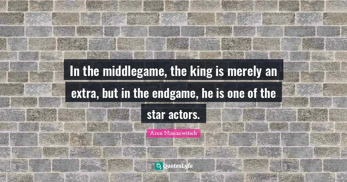 Aron Nimzowitsch Quotes: "In the middlegame, the king is merely an extra, but in the endgame, he is one of the star actors."