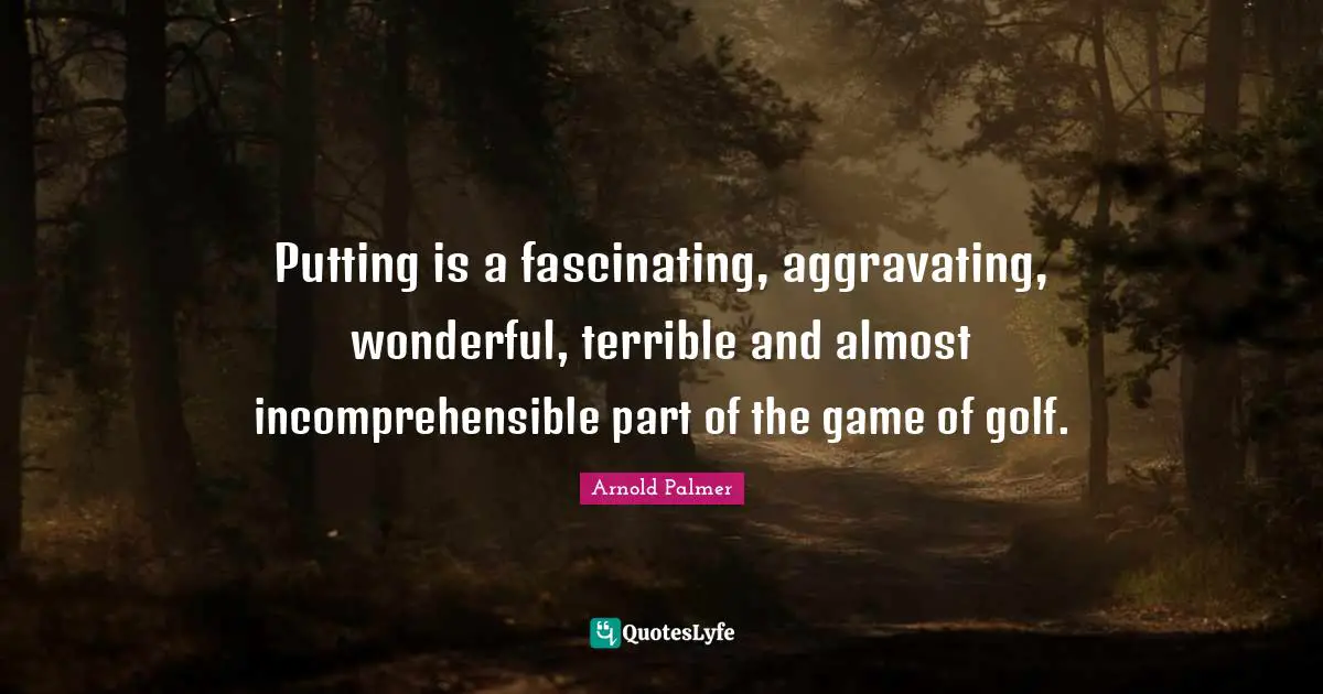 Putting is a fascinating, aggravating, wonderful, terrible and almost incomprehensible part of the game of golf.