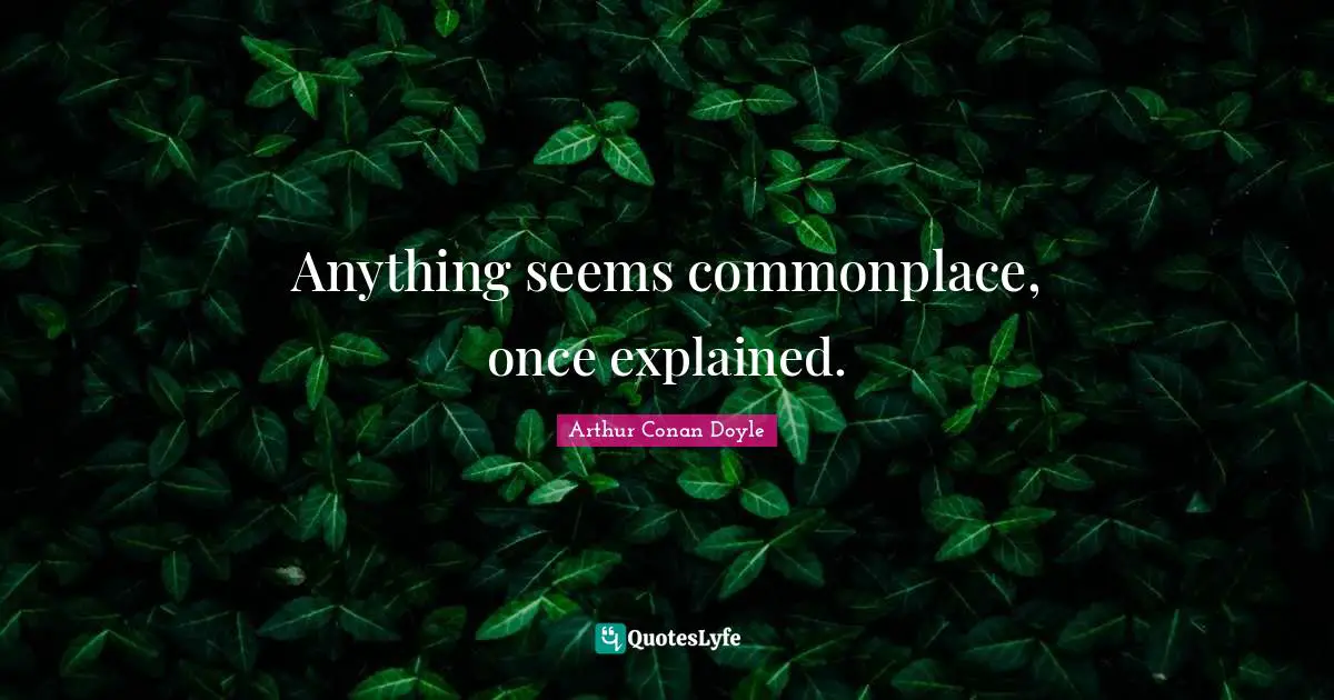 Anything seems commonplace, once explained.