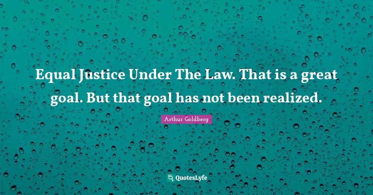 Equal Justice Under The Law. That is a great goal. But that goal has not been realized.