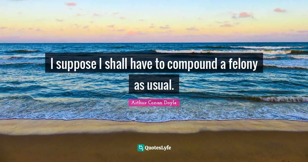 I suppose I shall have to compound a felony as usual.