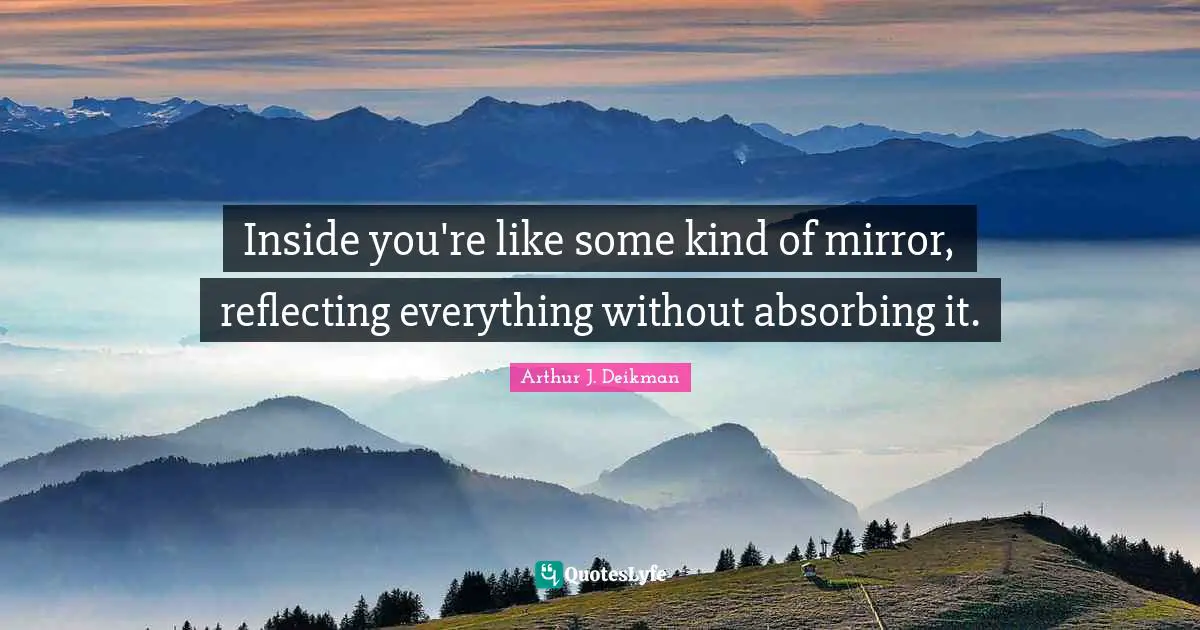 Inside you're like some kind of mirror, reflecting everything without absorbing it.