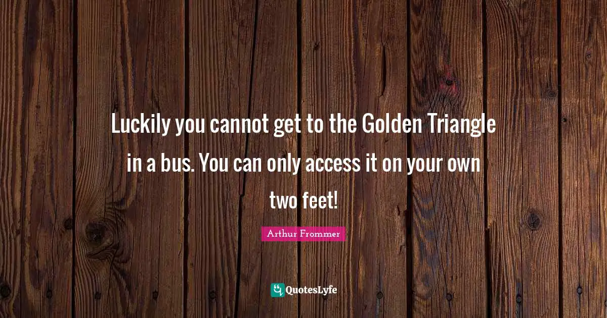 Luckily you cannot get to the Golden Triangle in a bus. You can only access it on your own two feet!