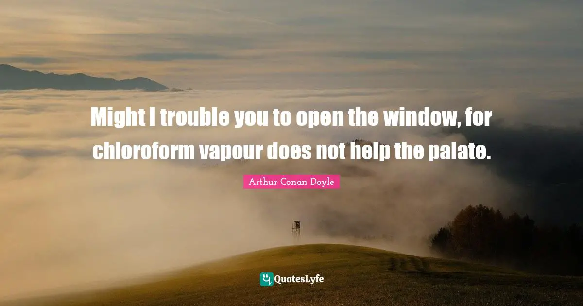 Might I trouble you to open the window, for chloroform vapour does not help the palate.