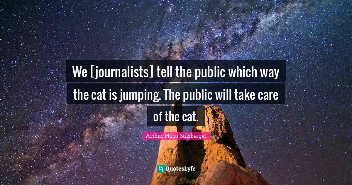 We [journalists] tell the public which way the cat is jumping. The public will take care of the cat.