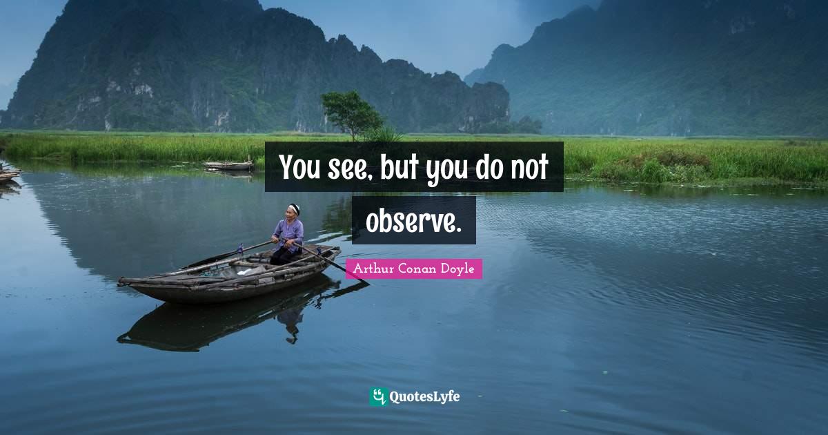 You see, but you do not observe.