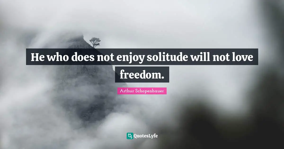 He who does not enjoy solitude will not love freedom.