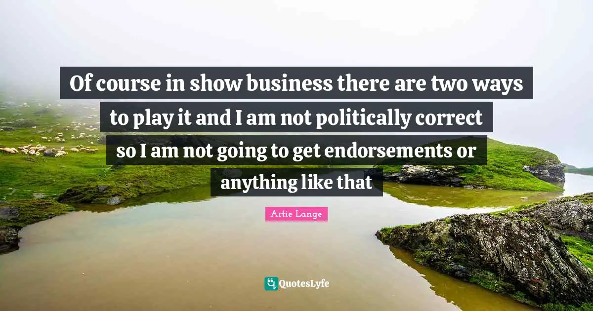 Of course in show business there are two ways to play it and I am not politically correct so I am not going to get endorsements or anything like that
