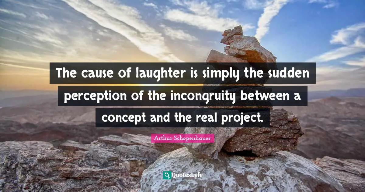 The cause of laughter is simply the sudden perception of the incongruity between a concept and the real project.