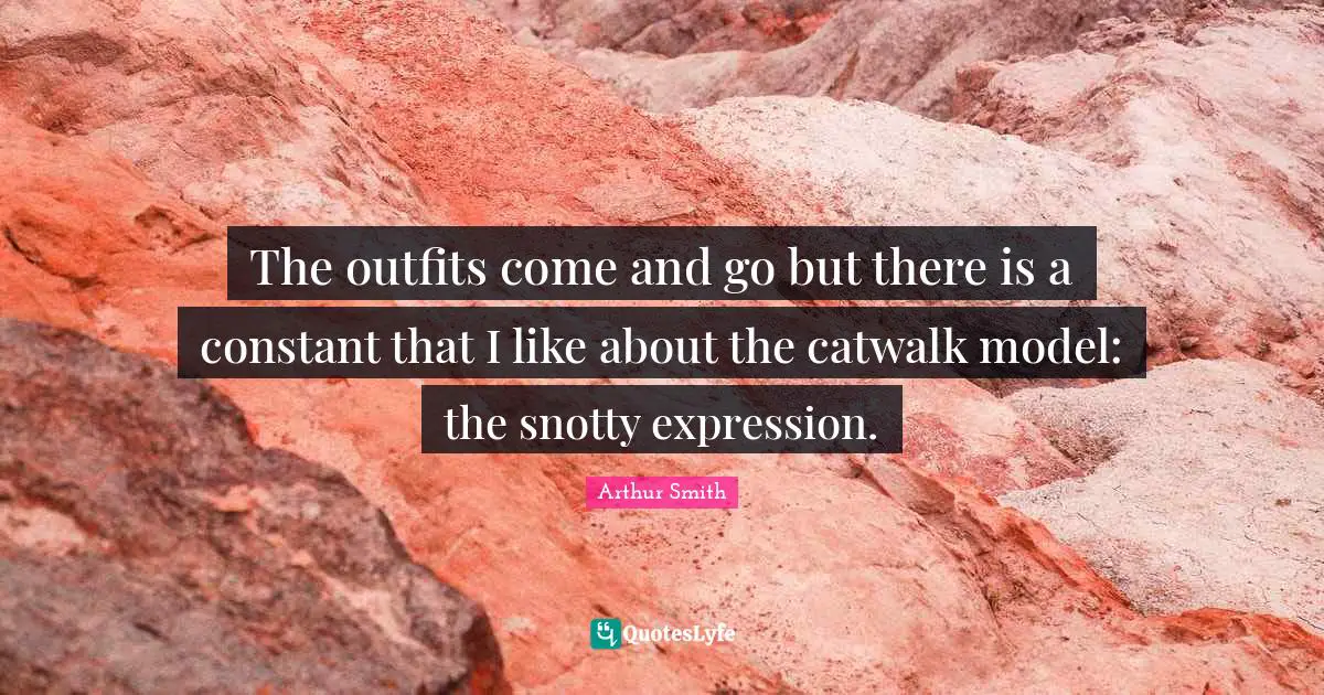 The outfits come and go but there is a constant that I like about the catwalk model: the snotty expression.