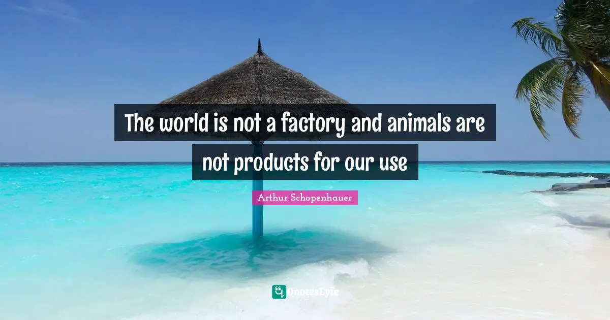 Arthur Schopenhauer Quotes: "The world is not a factory and animals are not products for our use"