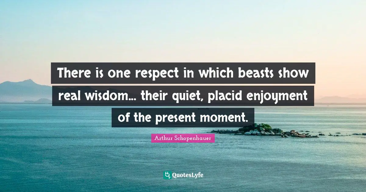 There is one respect in which beasts show real wisdom... their quiet, placid enjoyment of the present moment.
