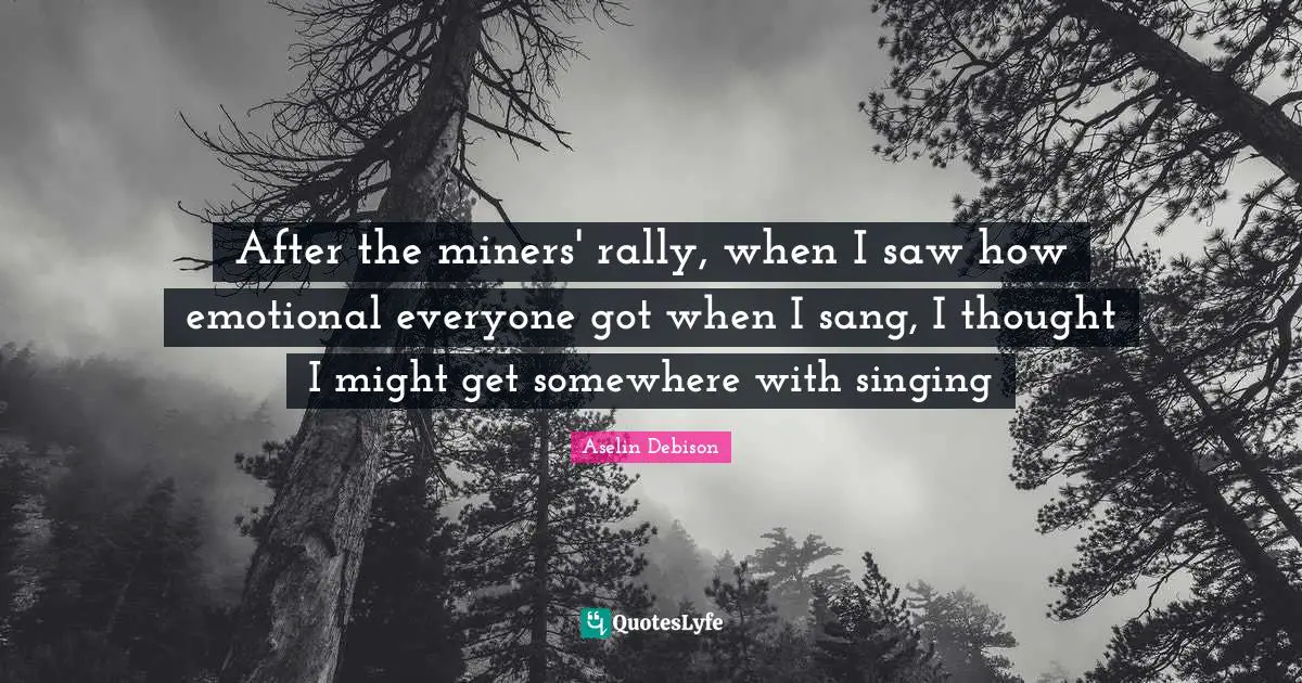 After the miners' rally, when I saw how emotional everyone got when I sang, I thought I might get somewhere with singing