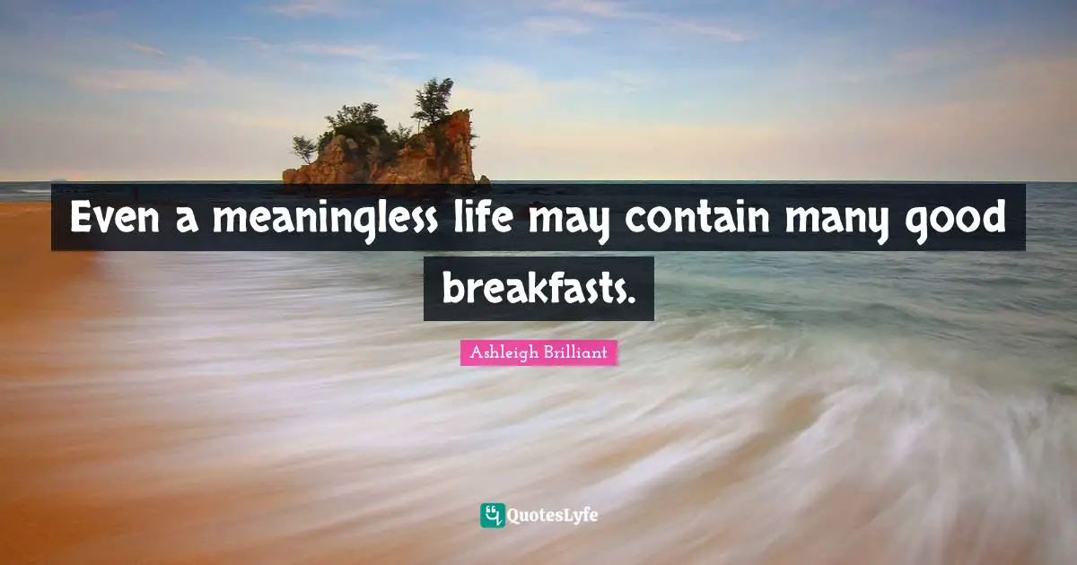 Even a meaningless life may contain many good breakfasts.