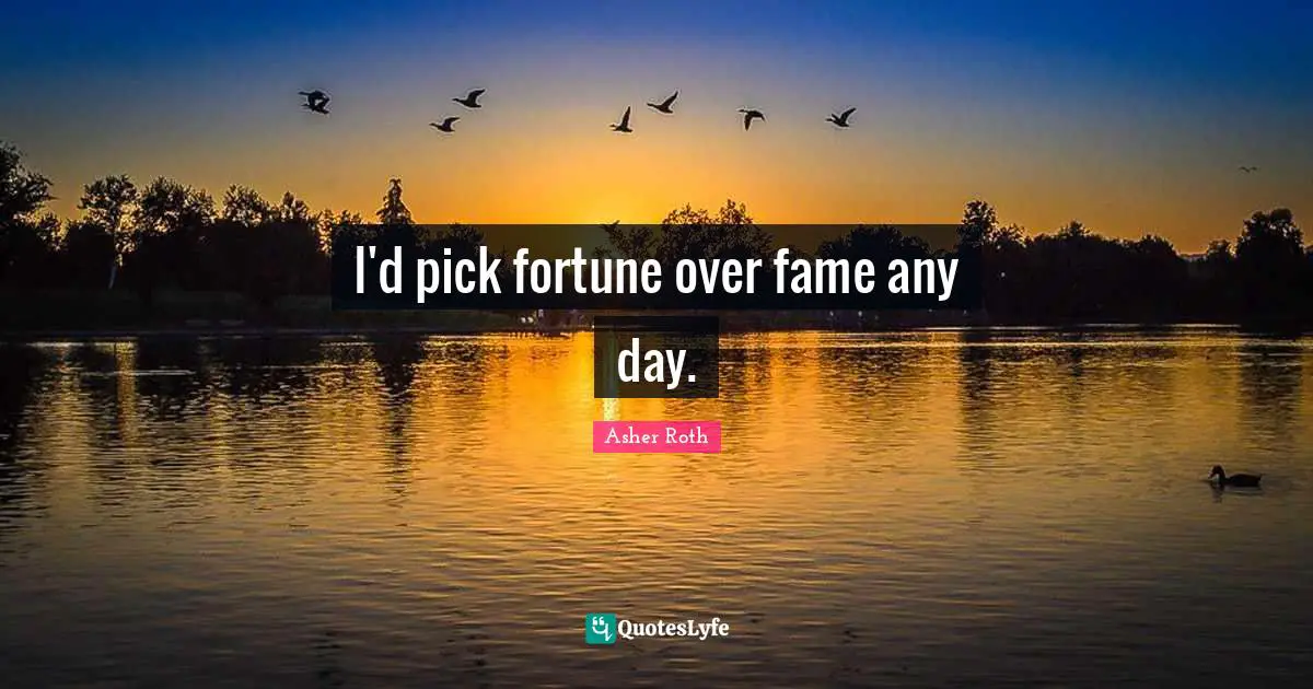 Asher Roth Quotes: "I'd pick fortune over fame any day."